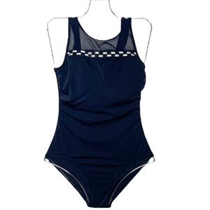 Maxine of Hollywood Black Mesh One Piece Swimsuit